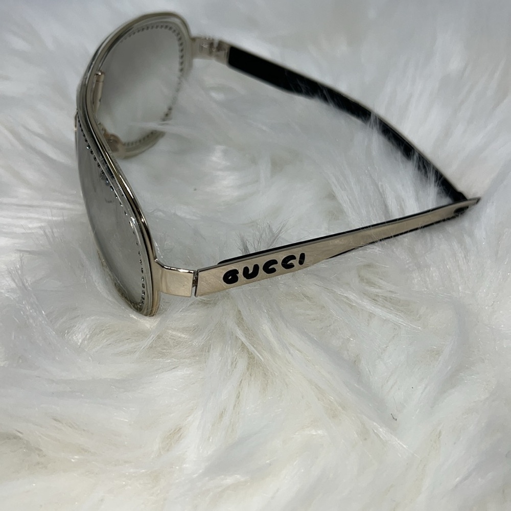 GUCCI NEW AUTHENTIC 1566 S/STRASS SWAROVSKI CRYSTAL AVIATOR SUNGLASSES (GREY MS) - Picture 14 of 17